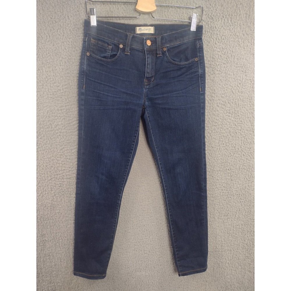 Madewell Skinny Skinny Cropped Dark Wash Mid Rise Jeans Womens 27‎ Blue Denim